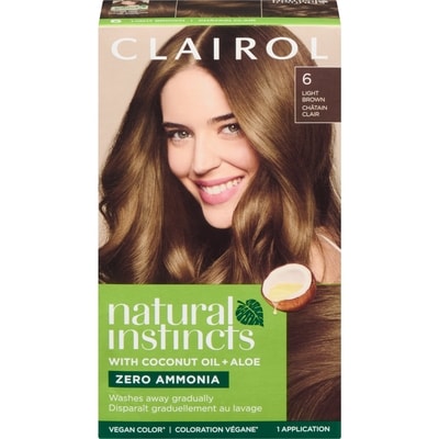 Clairol Natural Instincts 6 Light Brown, Ammonia Free Demi-Permanent Hair Color, Vegan Hair Dye 1 ea, $13.49/1ea
