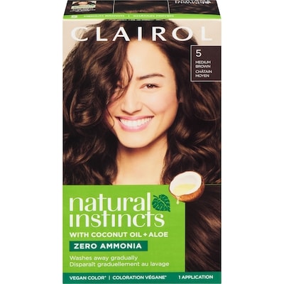 Clairol Natural Instincts 5 Medium Brown, Ammonia Free Demi-Permanent Hair Color, Vegan Hair Dye 1 ea, $8.00/1ea