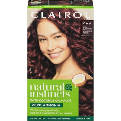 Clairol Natural Instincts 4RV Dark Burgundy, Ammonia Free Demi-Permanent Hair Color, Vegan Hair Dye 1 ea, $12.99/1ea