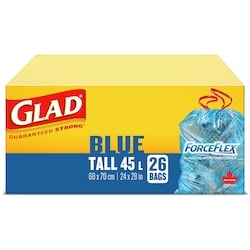 Glad Blue Recycling Bags - Tall 45 Litres - ForceFlex, Drawstring 26 ea, $0.35/1ea