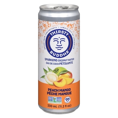 Thirsty Buddha Sparkling Coconut Water Peach Mango 330 ml, $0.75/100ml