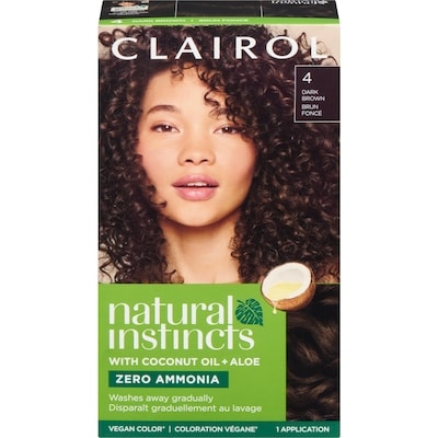 Clairol Natural Instincts 4 Dark Brown, Ammonia Free Demi-Permanent Hair Color, Vegan Hair Dye 1 ea, $8.00/1ea