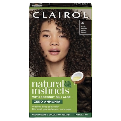 Clairol Natural Instincts 4 Brun Foncé, Coloration demi-permanente sans ammoniaque 1 ea, 8,00 $/1ch
