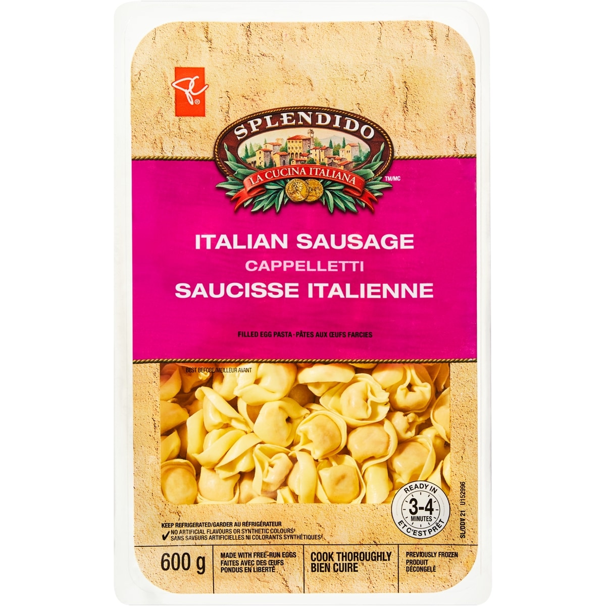 PC Splendido Splendido Italian Sausage Cappelletti 600 g, $1.72/100g