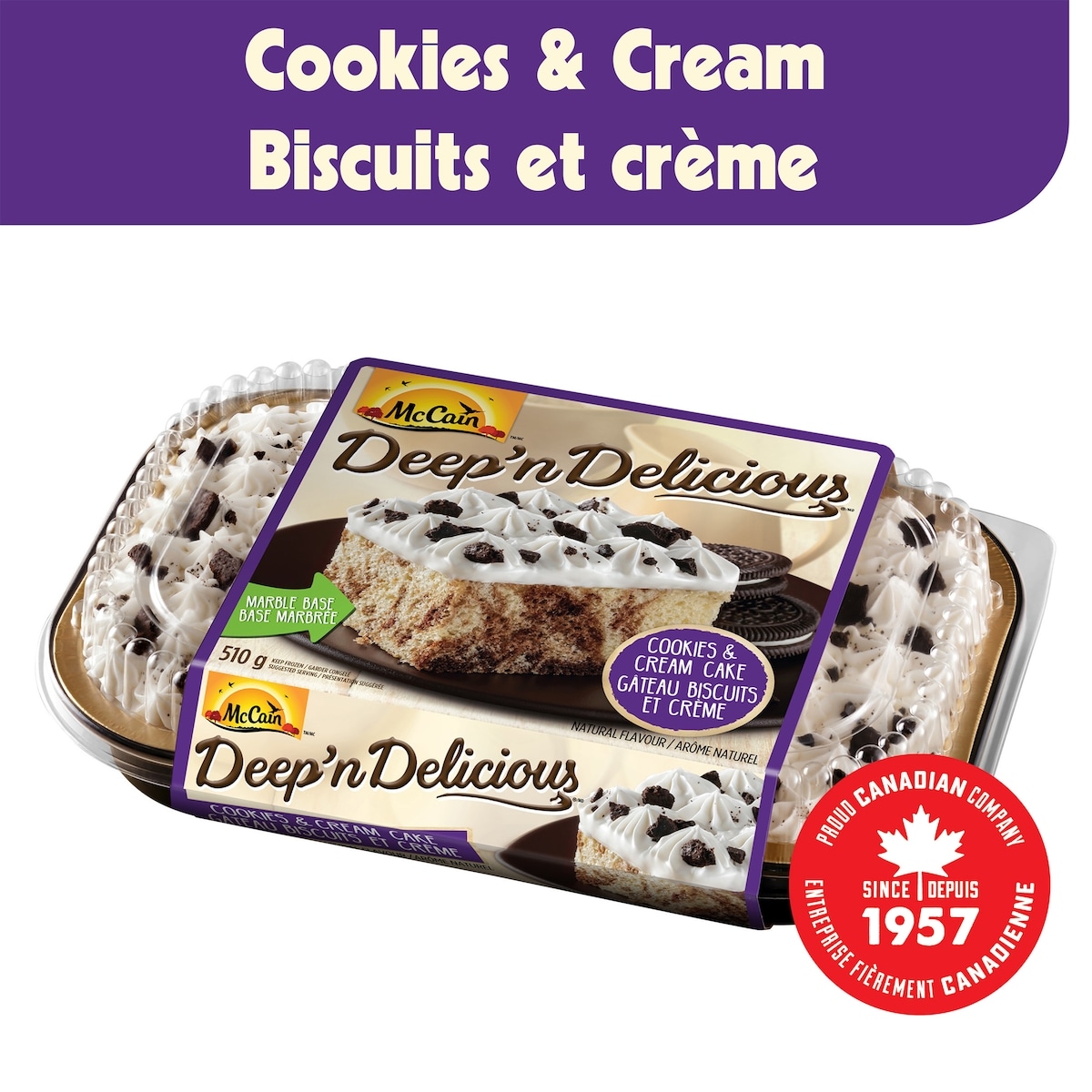 McCain Deep'n Delicious® Cookies & Cream Cake 510 g, $1.57/100g