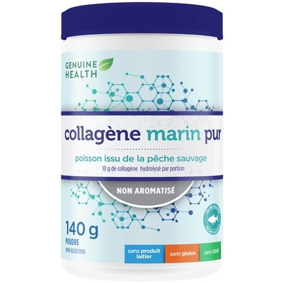 Genuine Health collagène marin pur, issu de la pêche de poissons sauvages, hydrolysé, non aromatisé 140 g, 20,71 $/100g