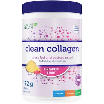 Genuine Health Clean Collagen, Pineapple Berry Hydrolyzed Bovine Collagen Powder 172 g, $16.85/100g