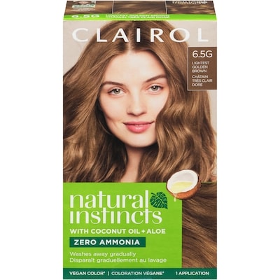 Clairol Natural Instincts 6.5G Lightest Golden Brown, Ammonia Free Demi-Permanent Hair Color, Vegan Hair Dye 1 ea, $12.99/1ea