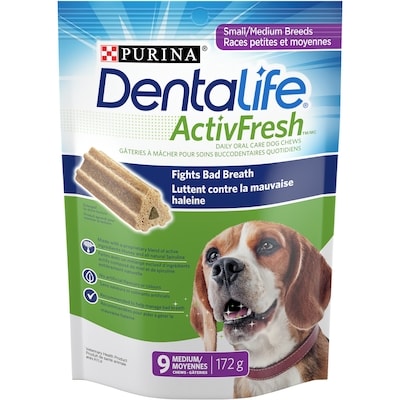 Purina DentaLife ActivFresh Moyennes, Gâteries pour la Dentition des Chiens 172 g, 2,03 $/100g