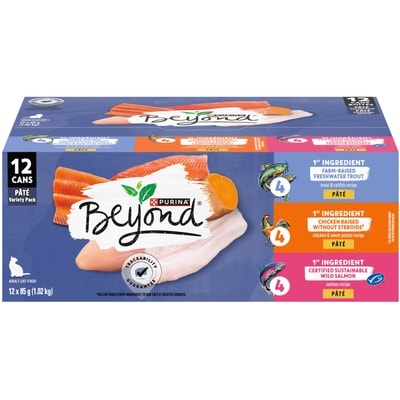 Purina Beyond Grain Free Wet Cat Food Pâté Variety Pack 3 Flavours 12 Count 1.02 kg, $1.96/100g
