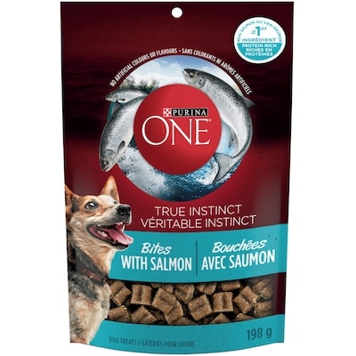 Purina ONE Véritable Instinct Bouchées Saumon, Gâteries pour Chiens 198 g 198 g, 3,03 $/100g