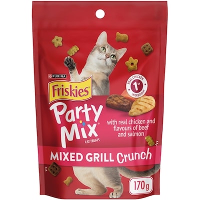 Purina Friskies Party Mix Mixed Grill Crunch with Real Chicken, Cat Treats 170 g, $1.76/100g