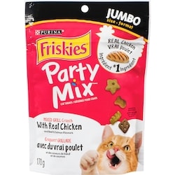 Purina Friskies party mix croquant grillade avec du vrai poulet, gâteries pour chats 170 g, 1,76 $/100g