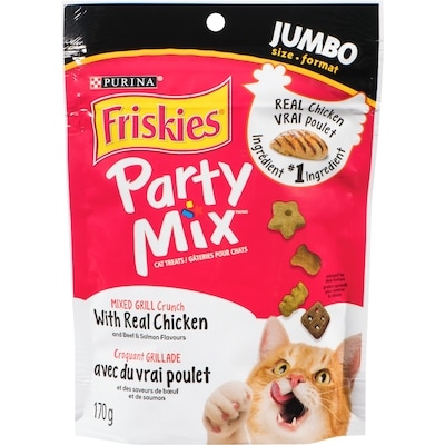 Purina Friskies party mix croquant grillade avec du vrai poulet, gâteries pour chats 170 g, 1,76 $/100g