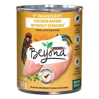 Purina Beyond Entrée moulue entrée moulue recette de poulet, de carottes et de petits pois nourriture humide pour chiens 368 g, 0,82 $/100g