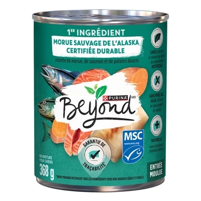 Purina Beyond Entrée moulue recette de morue de l’alaska, de saumon et de patate douce nourriture humide pour chiens 368 g, 0,89 $/100g