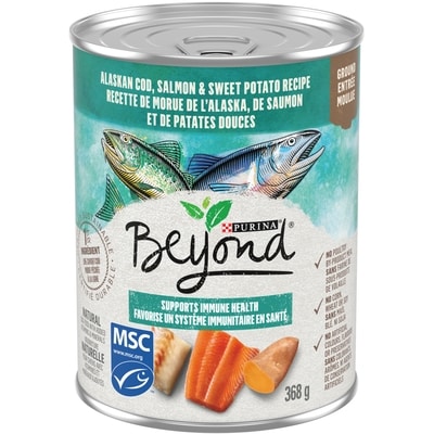 Purina Beyond Entrée moulue recette de morue de l’alaska, de saumon et de patate douce nourriture humide pour chiens 368 g, 0,89 $/100g