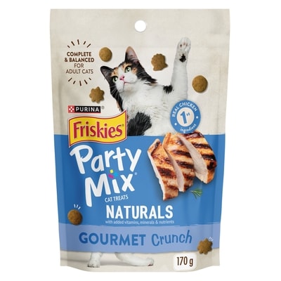 Purina Friskies Party Mix Cat Treats Naturals Gourmet Crunch with Real Chicken 170 g, $1.76/100g