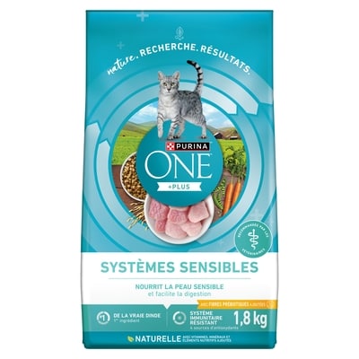 Purina ONE +Plus Systèmes Sensibles Dinde, Nourriture Sèche pour Chats 1,8 kg 1.8 kg, 0,86 $/100g