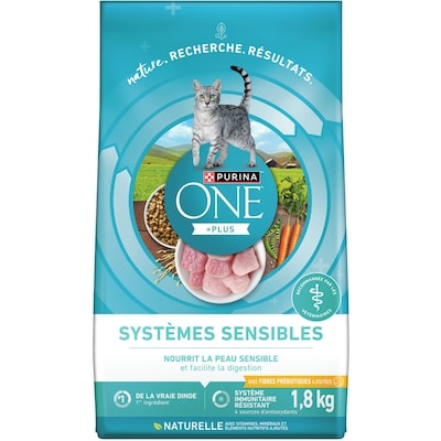 Purina ONE +Plus Systèmes Sensibles Dinde, Nourriture Sèche pour Chats 1,8 kg 1.8 kg, 0,78 $/100g