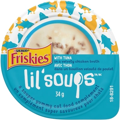 Purina Friskies Lil' Soups Tuna in a Velvety Chicken Broth, Cat Food Complement 34 g, $4.38/100g