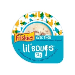 Purina Friskies lil' soups gâteries pour chats thon dans un bouillon de poulet velouté 34 g, 4,38 $/100g
