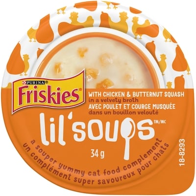 Purina Lil’ Soups with Chicken & Butternut Squash in a Velvety Broth, Cat Food Complement 34 g, $4.38/100g