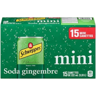 Schweppes Mini soda gingembre 15x222.0 ml, 0,27 $/100ml