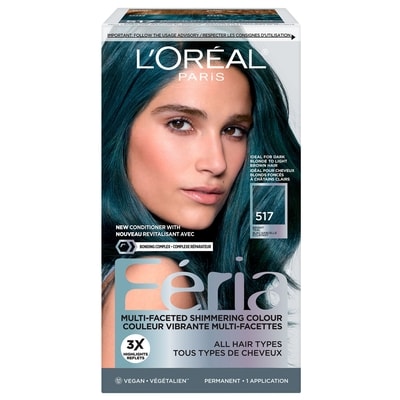 L'Oreal Paris Feria Permanent Hair Colour, 517 Bright Teal 1 ea, $18.49/1ea