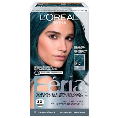 L’Oréal Colorant capillaire permanent Féria 517, bleu sarcelle vif 1 ea, 18,49 $/1ch