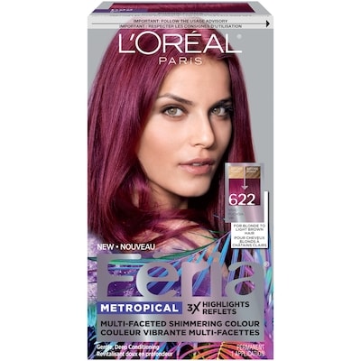 L’Oréal Colorant capillaire permanent Féria Metropical 622, fuchsia vif 1 ea, 19,99 $/1ch