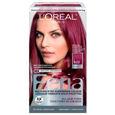 L’Oréal Colorant capillaire permanent Féria Metropical 622, fuchsia vif 1 ea, 18,49 $/1ch