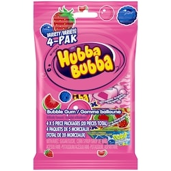 Mixed Fruit Flavoured Bubble Gum Variety Pack, 5 Pieces, 4 Packs