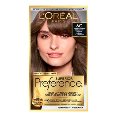 L'Oreal Paris Superior Preference Premium Haircolour Permanent 6C Barcelona Cool Light Brown 1 ea, $14.99/1ea