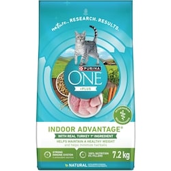 Purina ONE +Plus Indoor Advantage Turkey, Dry Cat Food 7.2 kg, $0.62/100g