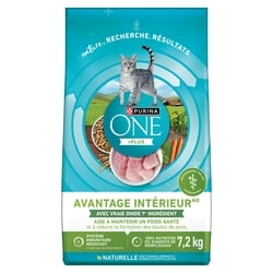 Purina ONE +plus nourriture sèche pour chats avantage intérieur à la dinde 7.2 kg, 0,63 $/100g