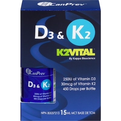 CanPrev Pro Essentials D3 and K2 MCT Oil Drops 15 ml, $156.60/100ml