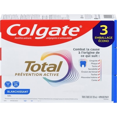 Colgate Dentifrice en gel Total Blanchissant 3x120.0 ml, 3,19 $/100ml