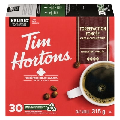 Tim Hortons Dosettes de café de torréfaction foncée compatibles avec les K-Cup 30 ea, 0,97 $/1ch