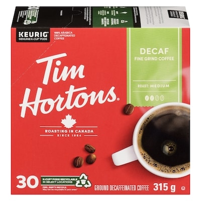 Tim Hortons Decafe K-Cup Coffee Pods 30 ea, $0.97/1ea