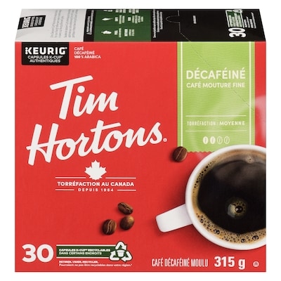 Tim Hortons Dosettes de café K-Cup, décaféiné 30 ea, 0,83 $/1ch