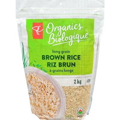 PC Organics Organic Long Grain Brown Rice 2 kg, $0.50/100g