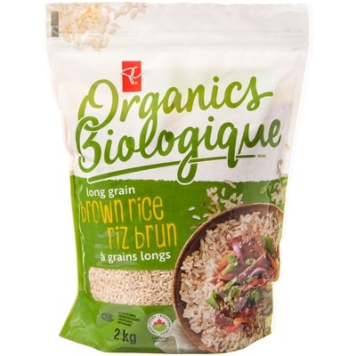 PC Biologique Riz Brun ? Grains Longs 2 kg, 0,50 $/100g