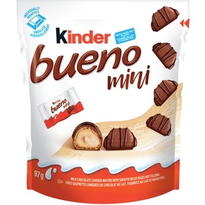 Kinder BUENO Mini Milk Chocolate and Hazelnut Cream Candy Bars, 18 Individually Wrapped Pieces 97 g, $3.39/100g