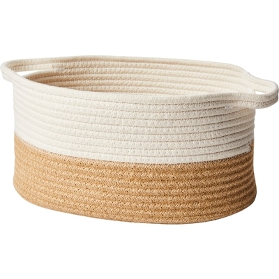 Life at Home Neutral 2-Tone Rope Basket with Handles, Medium, ,13 in x 13 x 7 in, Light Brown and Cream 1 ea, $15.00/1ea