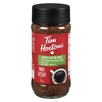 Tim Hortons Café instantané, décaféiné 100 g, 10,99 $/100g