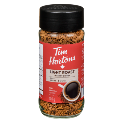 Tim Hortons Café instantané, léger 100 g, 10,99 $/100g