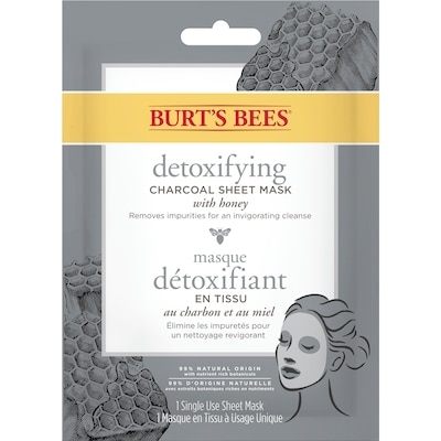 Burt’s Bees Masque en feuille au charbon détoxifiant, masque à usage unique 9.35 g, 53,37 $/100g