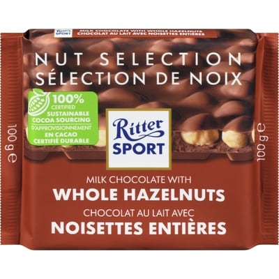 Ritter Sport Chocolate, Milk  with Whole Hazelnuts 100 g, $4.79/100g