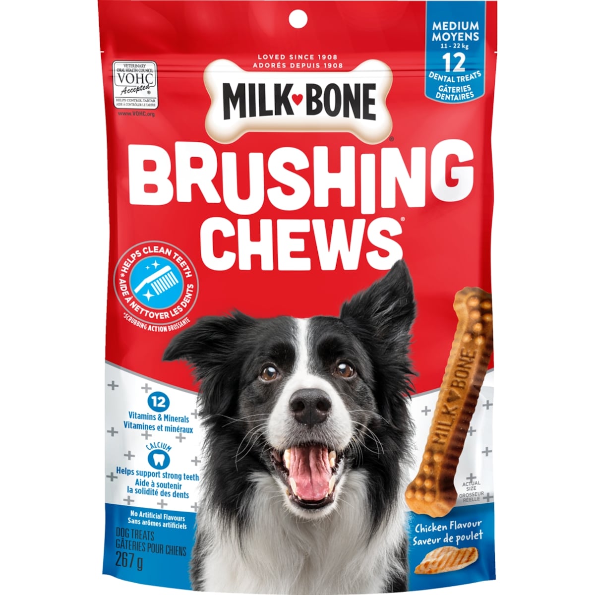 Milkbone Brushing Chews Small/Medium Dog Dental Dog Treats  267 g, $2.24/100g